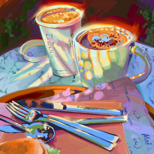 Cozy winter breakfast - Digital painting Print