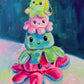 Tower of happy octopus - Oil painting Print