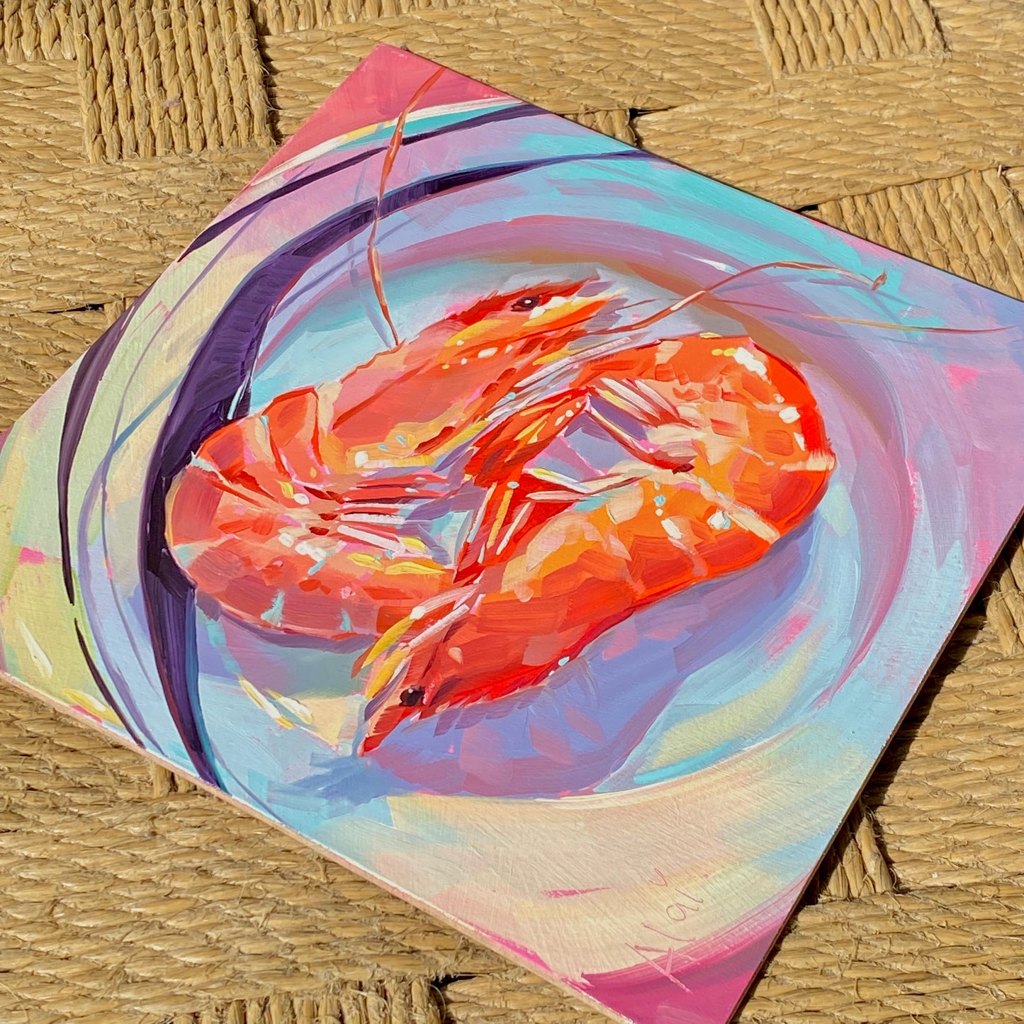 Shrimps - Original Oil Painting - Seafood Art - 8 inches