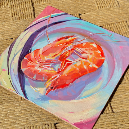Shrimps - Original Oil Painting - Seafood Art - 8 inches
