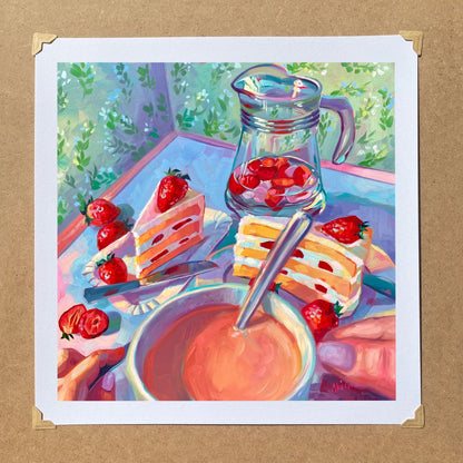 Strawberry meal POV - Oil painting Print