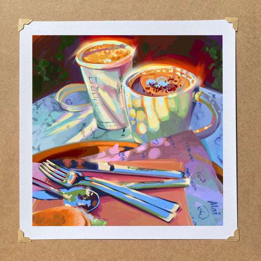 Acogedor desayuno de invierno - Impresión de pintura digital