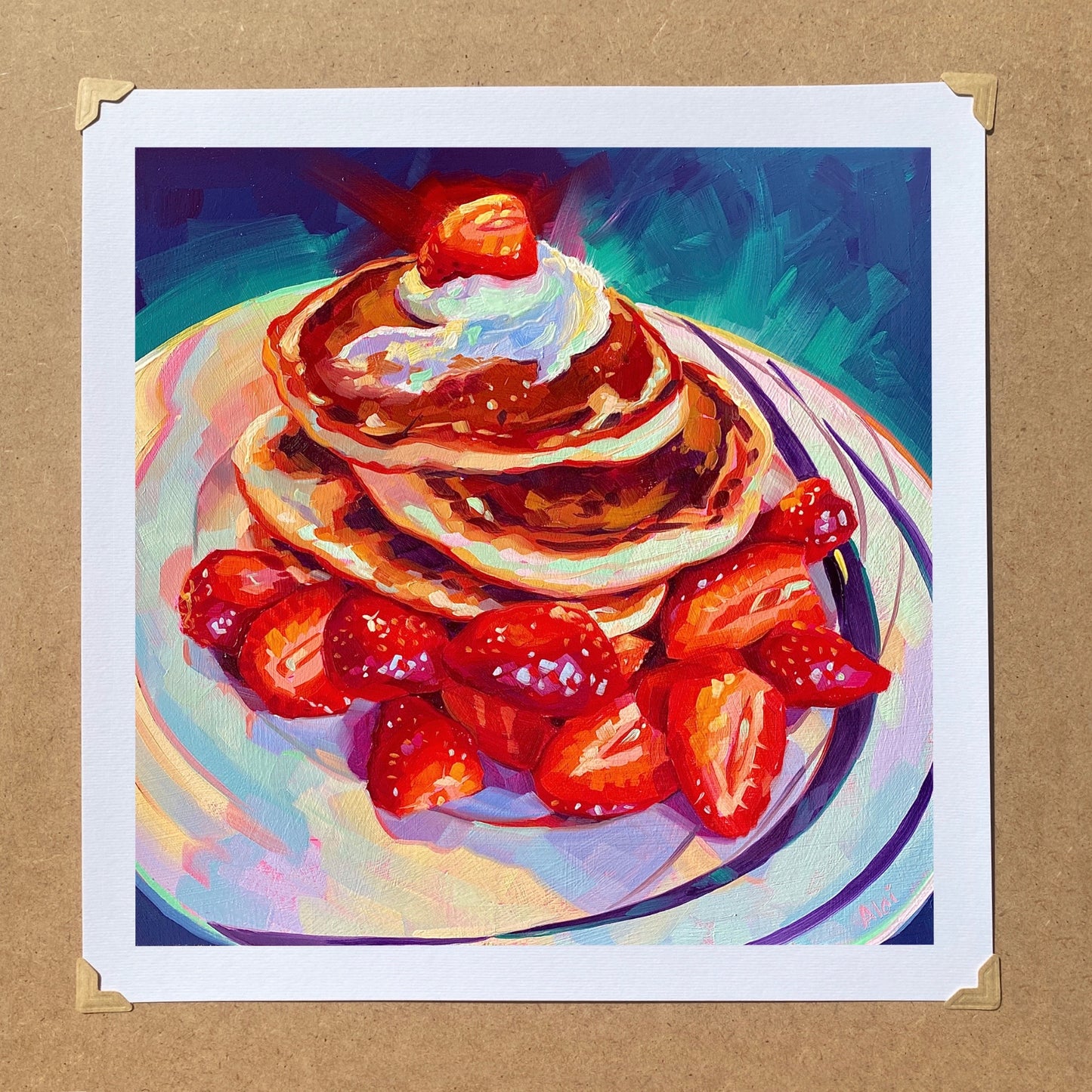 Strawberry pancakes - Oil painting Print