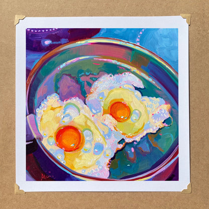 Frying eggs II - Oil painting Print