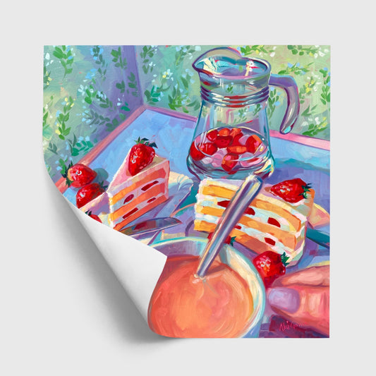 Strawberry meal POV - Oil painting Print