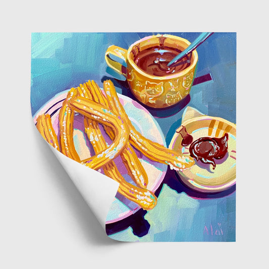 Chocolate con churros - Oil painting Print