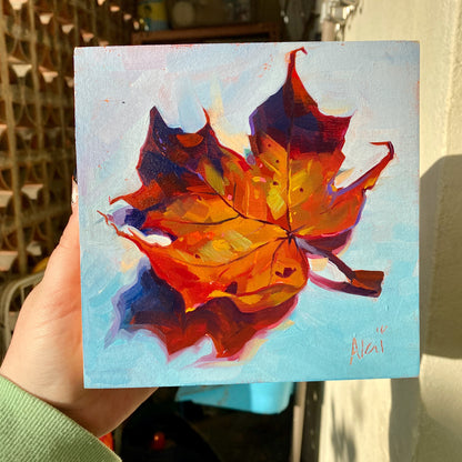 Leaf - Original Oil Painting - Autumn Nature Art - 6 inches