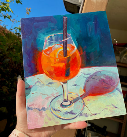 Fire and Straw - Original Oil Painting - Cocktail Art - 8x10 inches