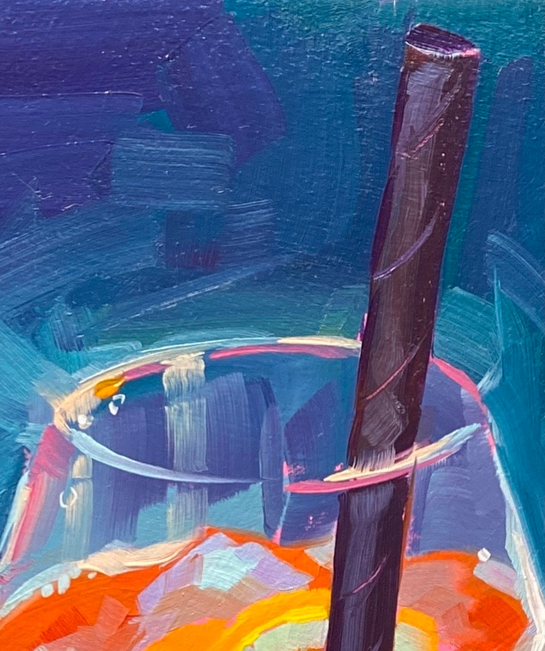 Fire and Straw Oil Painting | Vibrant Cocktail Art | Alai Ganuza
