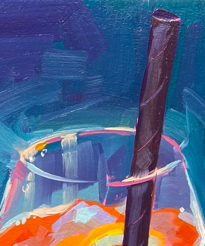 Fire and Straw - Original Oil Painting - Cocktail Art - 8x10 inches