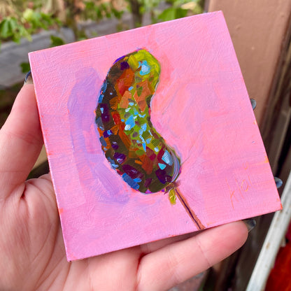 Pickle - Original Oil Painting - Quirky Food Art - 4 inches
