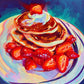 Strawberry pancakes - Oil painting Print