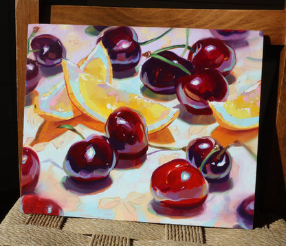 Pintura al Óleo Limones y Cerezas