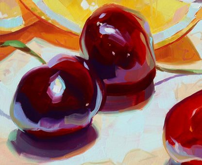 Pintura al Óleo Limones y Cerezas