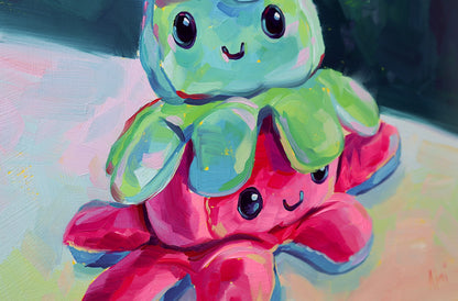 Pintura al óleo Torre del pulpo feliz