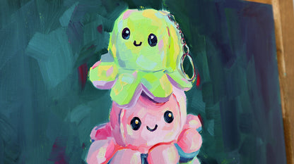 Pintura al óleo Torre del pulpo feliz