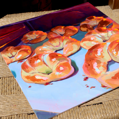 In the Oven - Original Oil Painting - Bakery Art - 12x12 inches