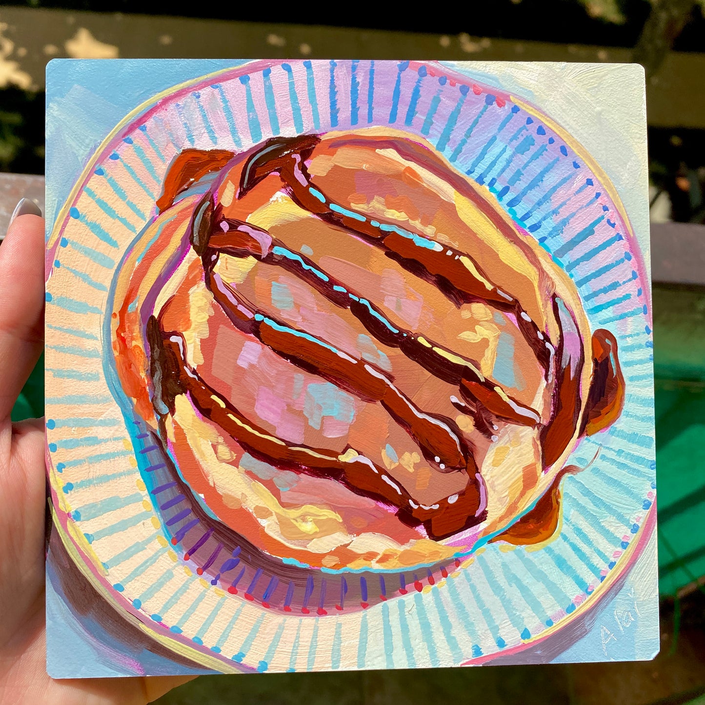 Pancake - Original Oil Painting - Breakfast Food Art - 6 inches