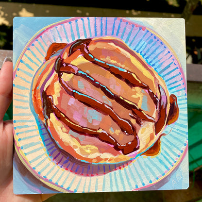 Pancake - Original Oil Painting - Breakfast Food Art - 6 inches