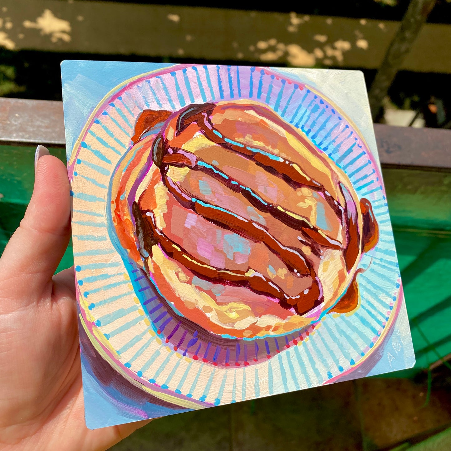 Pancake - Original Oil Painting - Breakfast Food Art - 6 inches