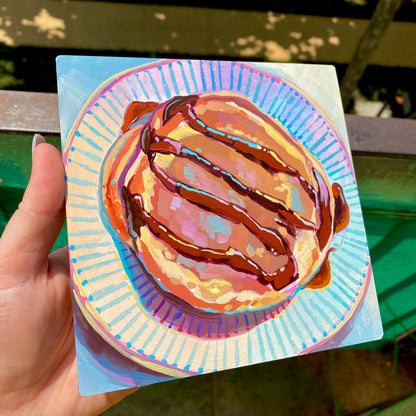 Pancake - Original Oil Painting - Breakfast Food Art - 6 inches