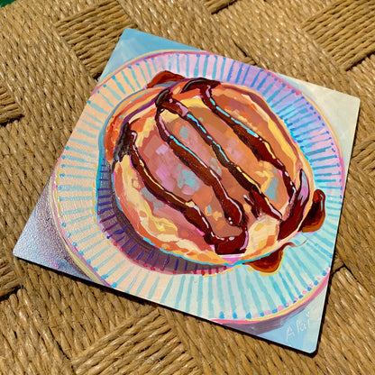 Pancake - Original Oil Painting - Breakfast Food Art - 6 inches