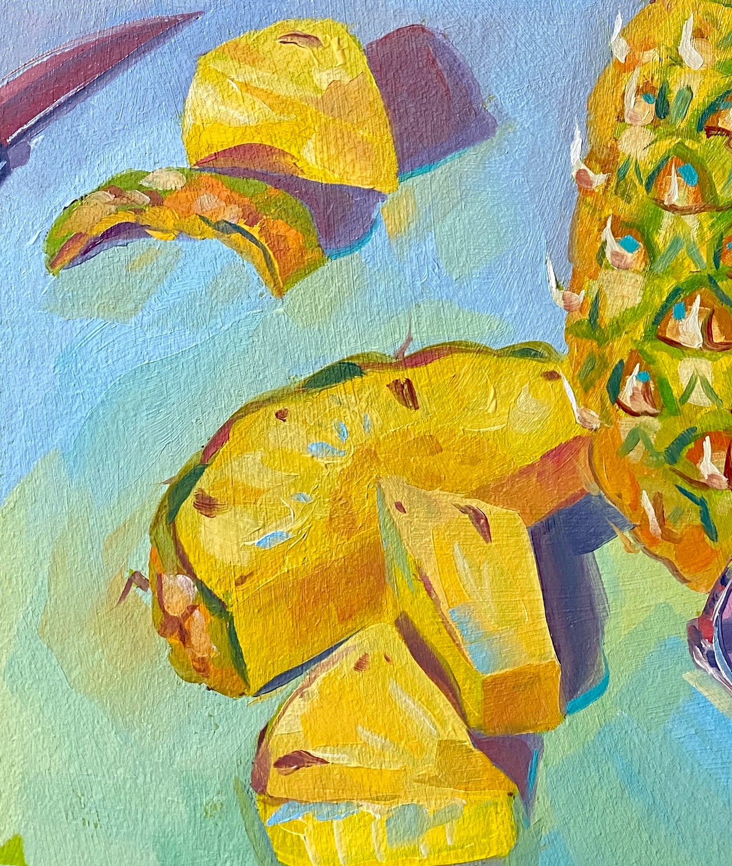 Pintura al óleo de piña y gafas de sol.