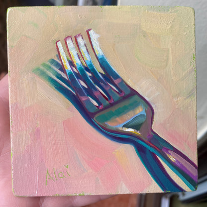Pintura al óleo tenedor pequeño