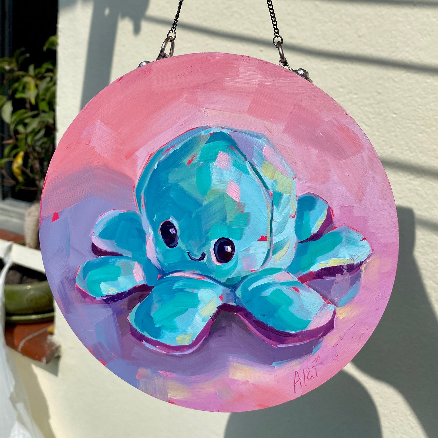 Pintura al óleo reversible I - Octoplushie azul/violeta