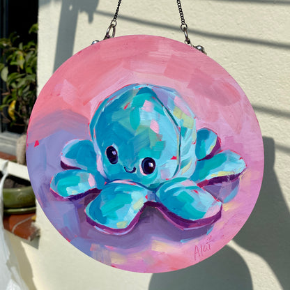 Pintura al óleo reversible I - Octoplushie azul/violeta