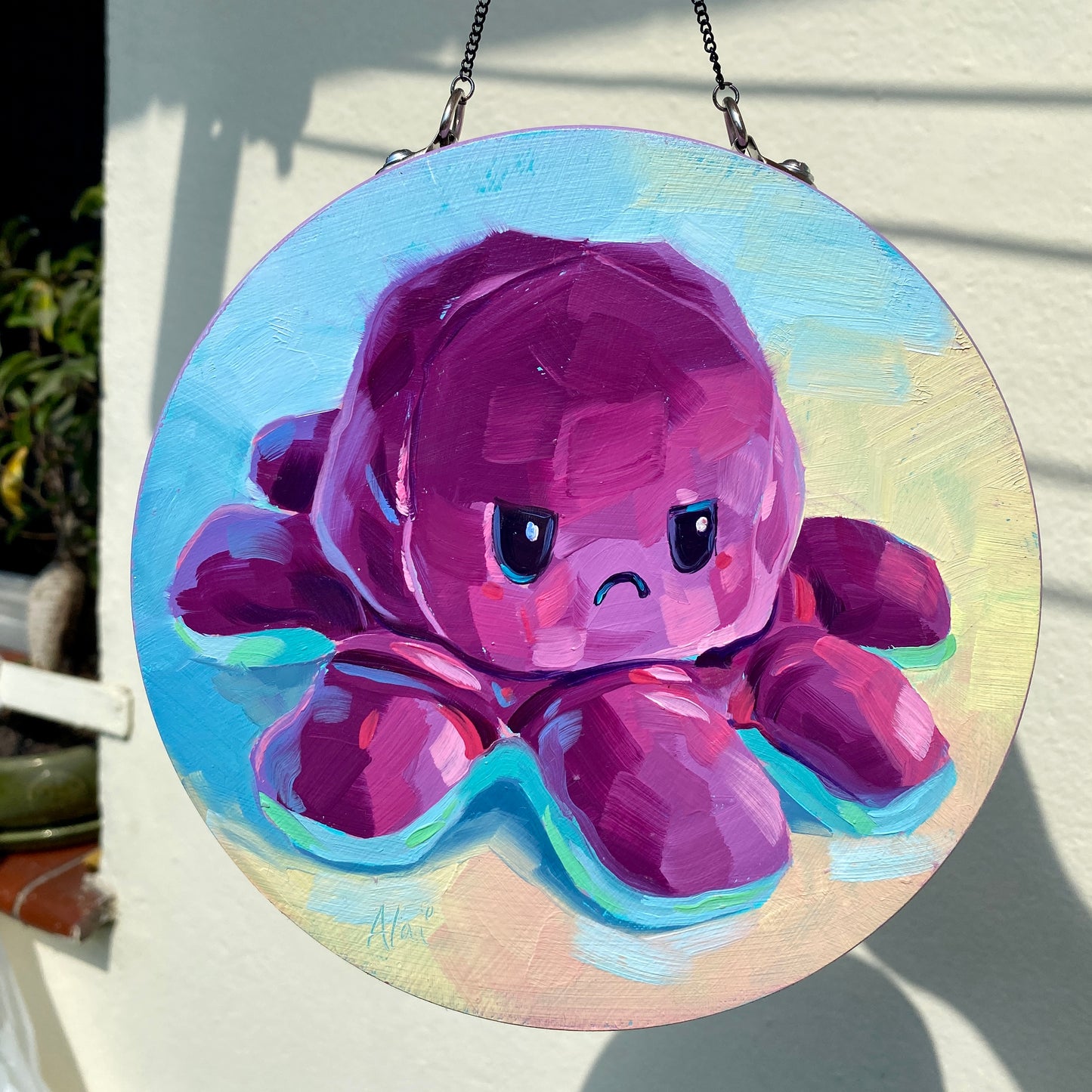 Pintura al óleo reversible I - Octoplushie azul/violeta