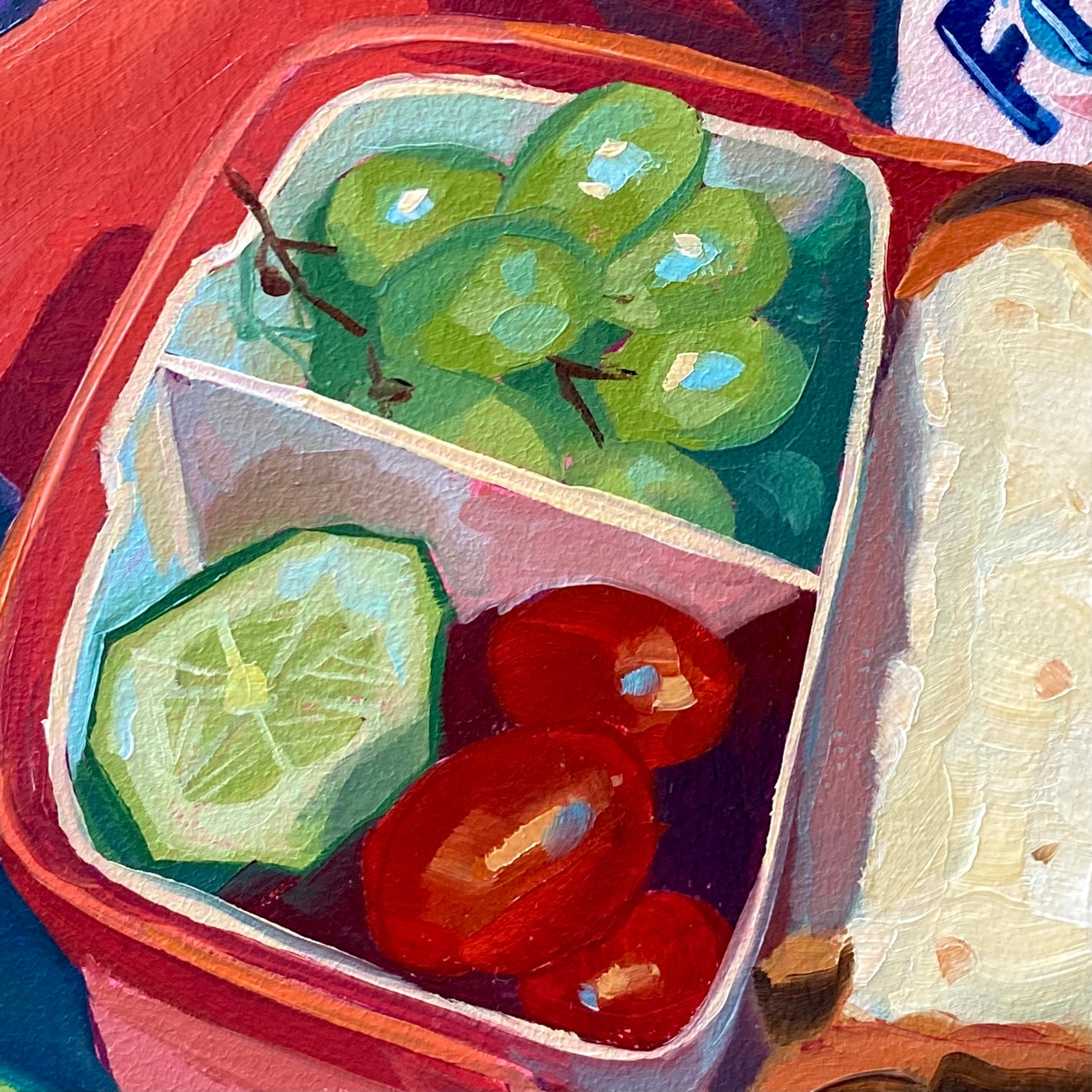 Lunch box - Original Oil Painting - 8x8 inches