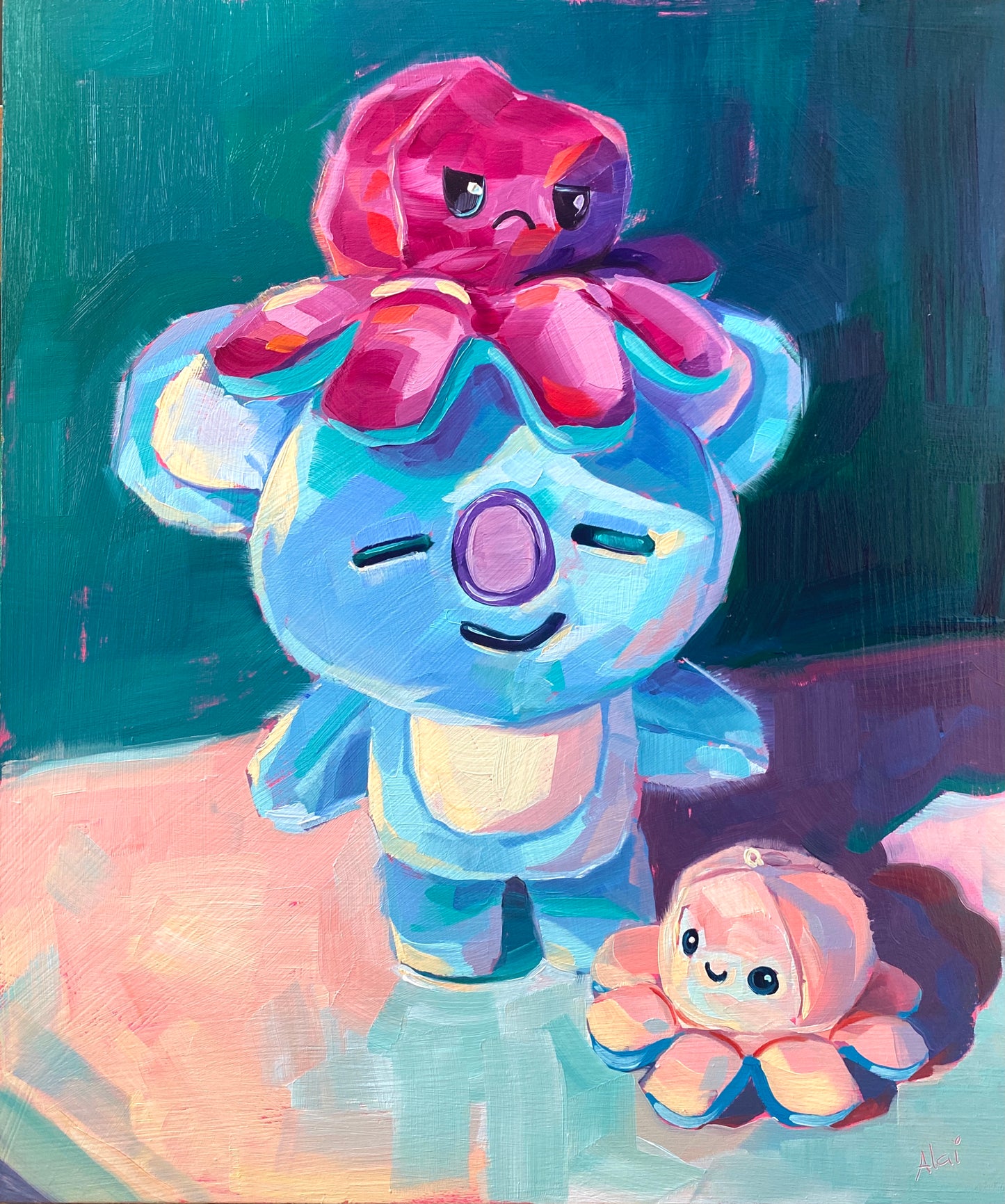 Koya y pulpo Pintura al óleo