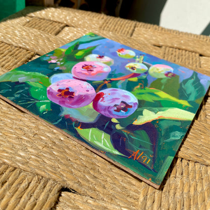 Definitely Not Blueberries - Original Oil Painting - Botanical Art - 6 inches