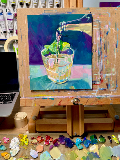 Ginger Ale - Original Oil Painting - Cocktail Art - 8x10 inches