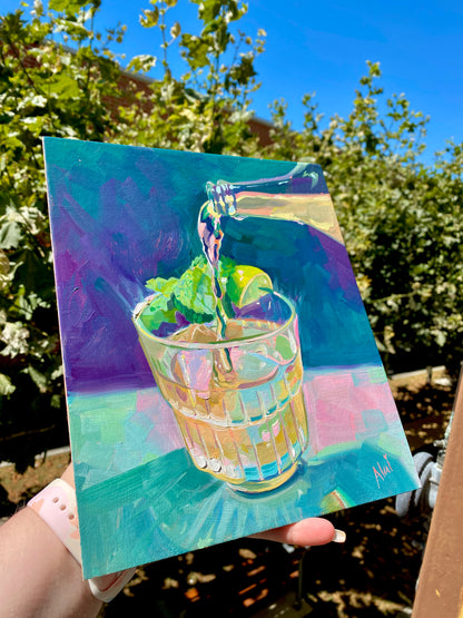Ginger Ale - Original Oil Painting - Cocktail Art - 8x10 inches