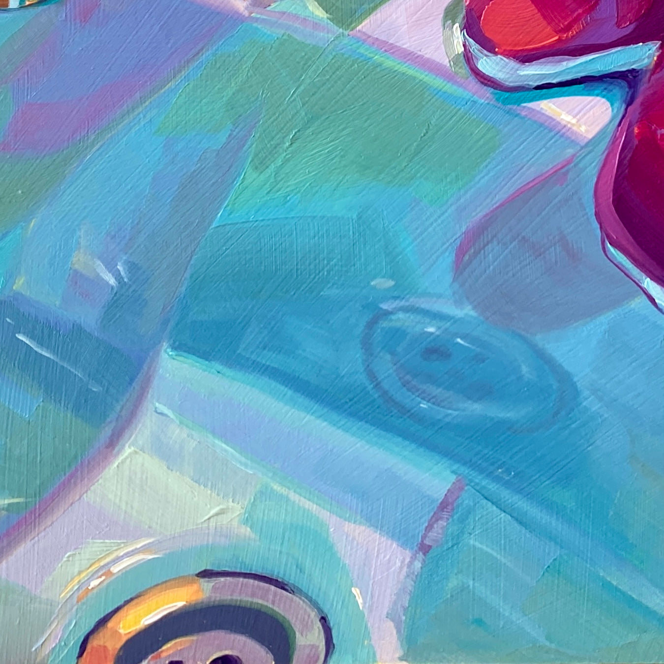 Octopus and Sink Tap - Original Oil Painting - 12x12 inches