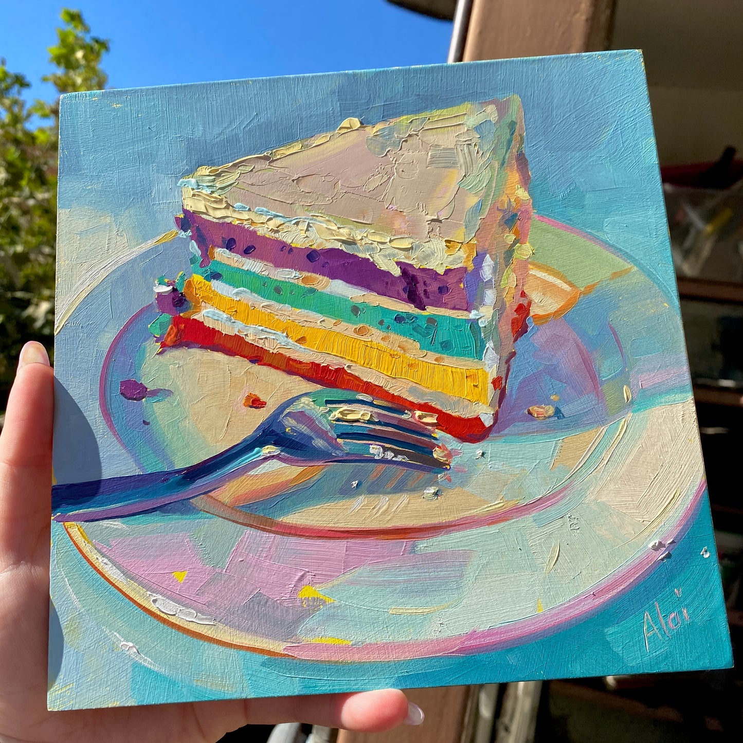 Rainbow cake - Pintura Original al Óleo