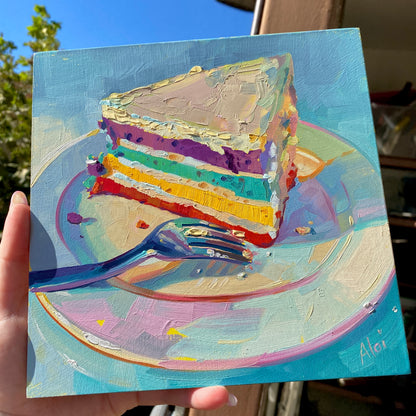 Rainbow cake - Pintura Original al Óleo