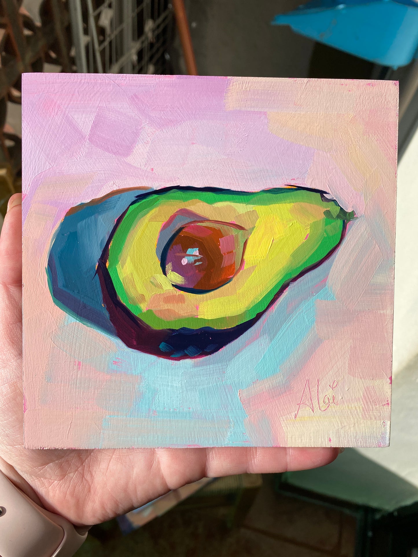Avocado Study III - Original Oil Painting - 6x6 inches