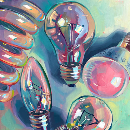 Lightbulbs - Oil painting Print