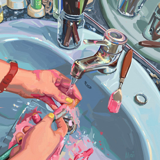 Cleaning Brushes - Digital painting Print