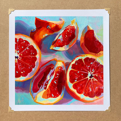 Grapefruits in pink - Oil painting Print