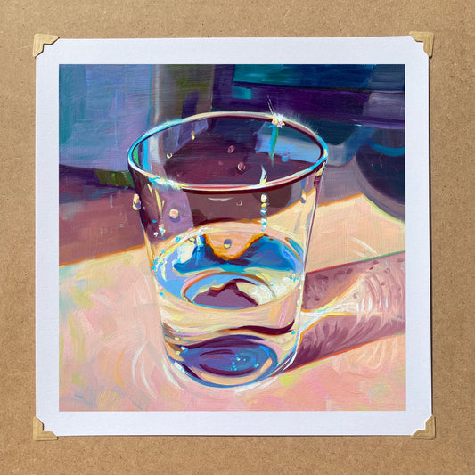 Glass of water III - Oil painting Print