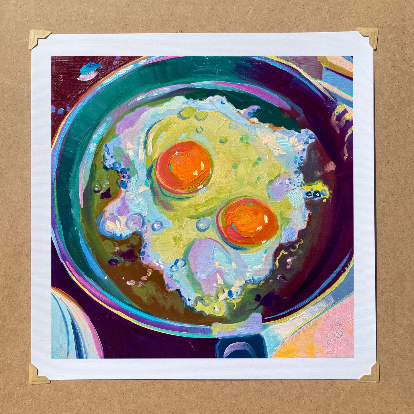 Frying eggs III - Oil painting Print