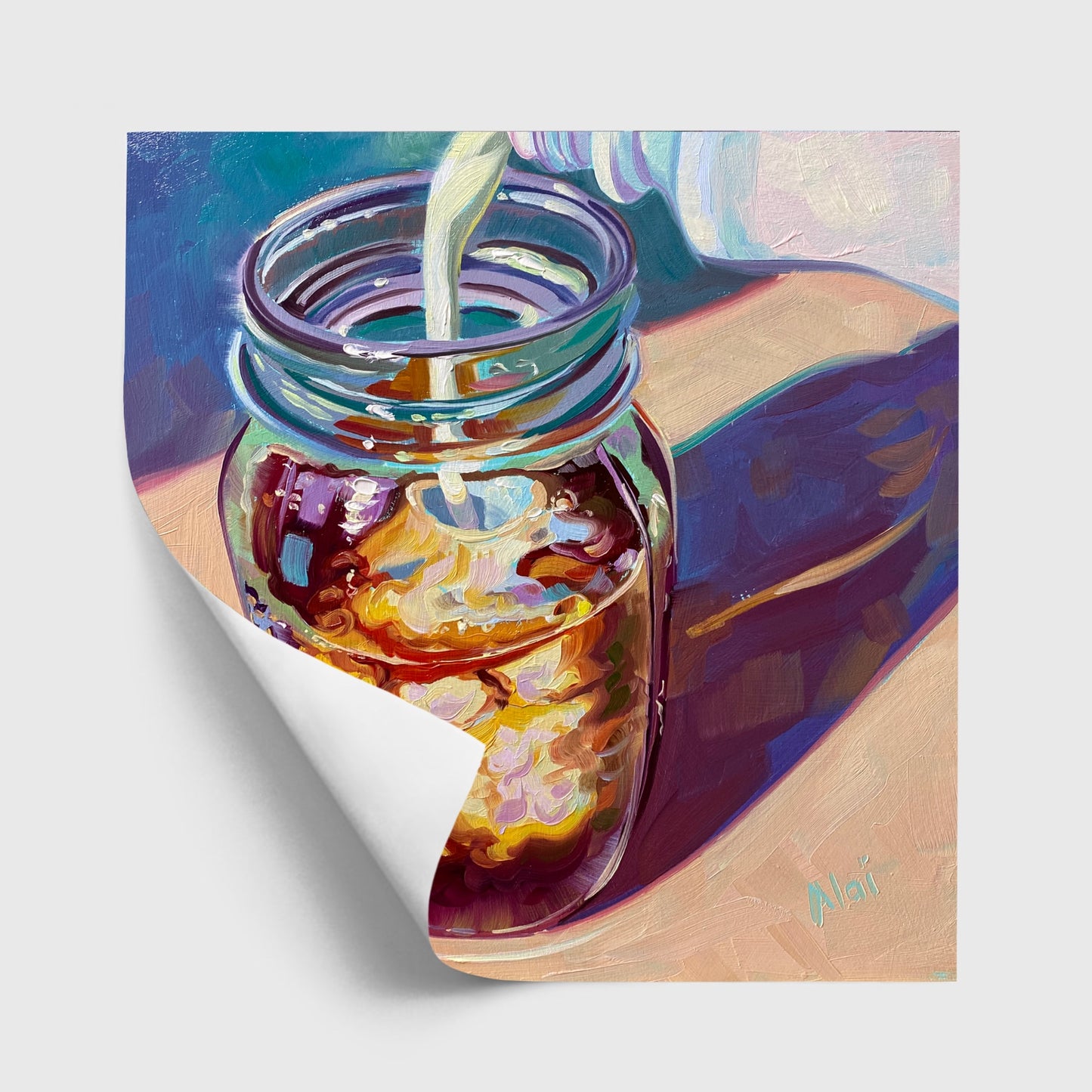 Coffee in Masson jar - Oil painting Print