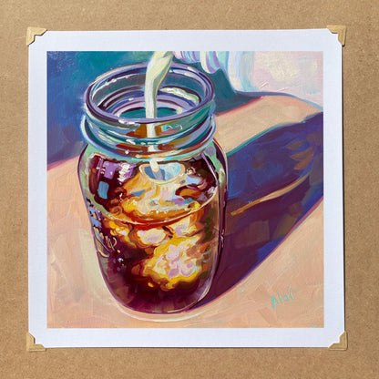 Coffee in Masson jar - Oil painting Print