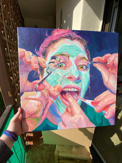 Multiverse of Self Care - Original Oil Painting - 20x20 inches