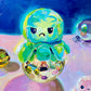 Grumpy octopus on a shiny ball - Original Oil Painting