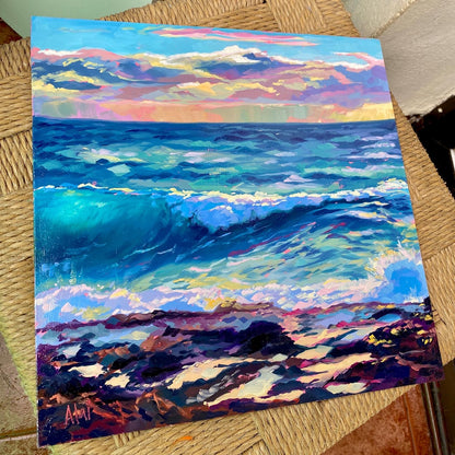 Oceanscape in pink - Pintura Original al Óleo